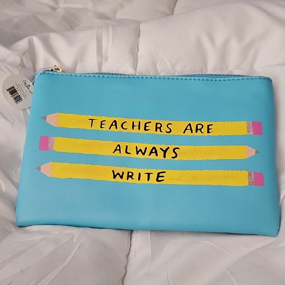 Vibrant Blue Pencil Design Cosmetic Pouch